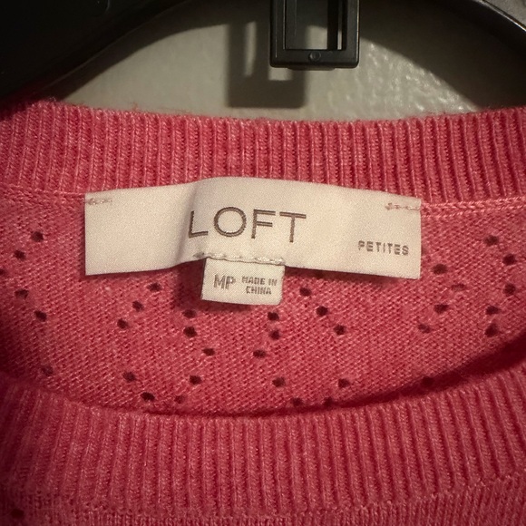LOFT Wool blend Rose pink Women's Crew Neck long sleeve Sweater petite medium - Picture 7 of 10